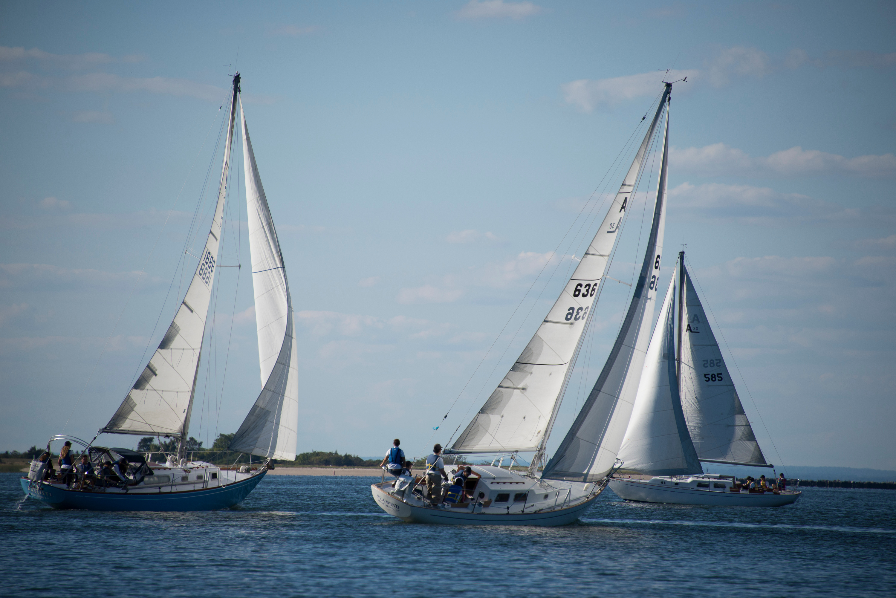 The sailors during practice in Port Jeff Harbor earlier this season (Photo credit: Bruce Jeffrey)