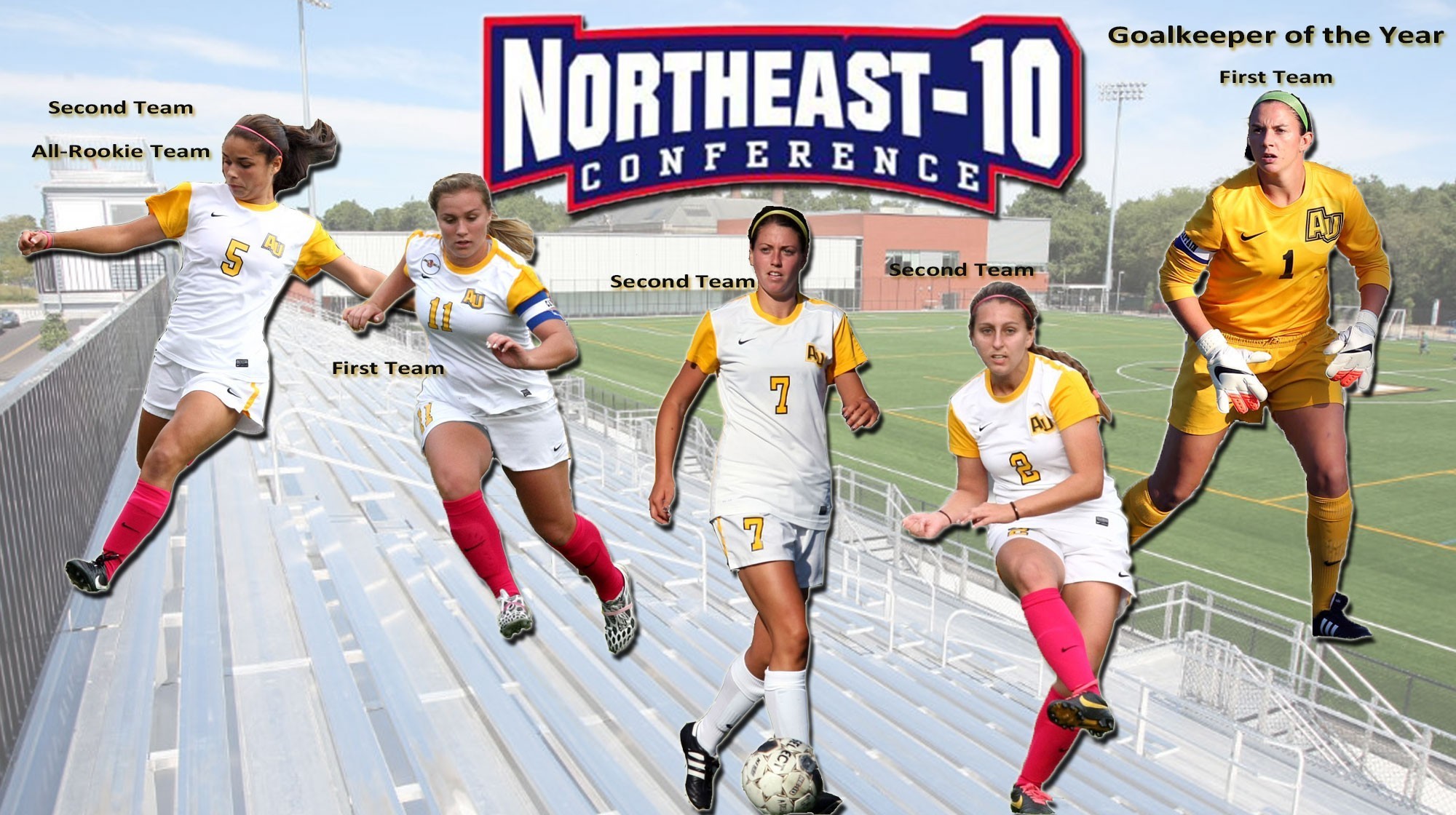 Liotine and her fellow All-Conference teammates (Photo credit: Adelphi University)