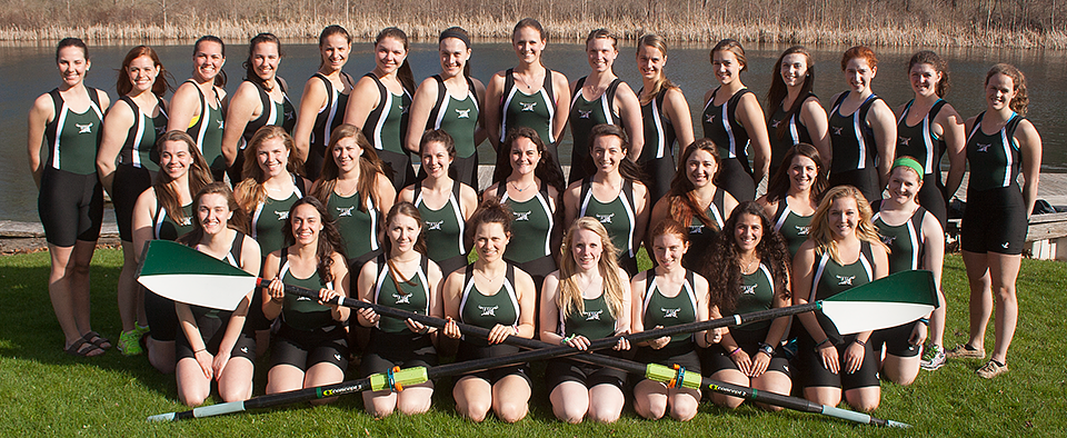 The William Smith crew team (Anderson: back row, 3rd from left)