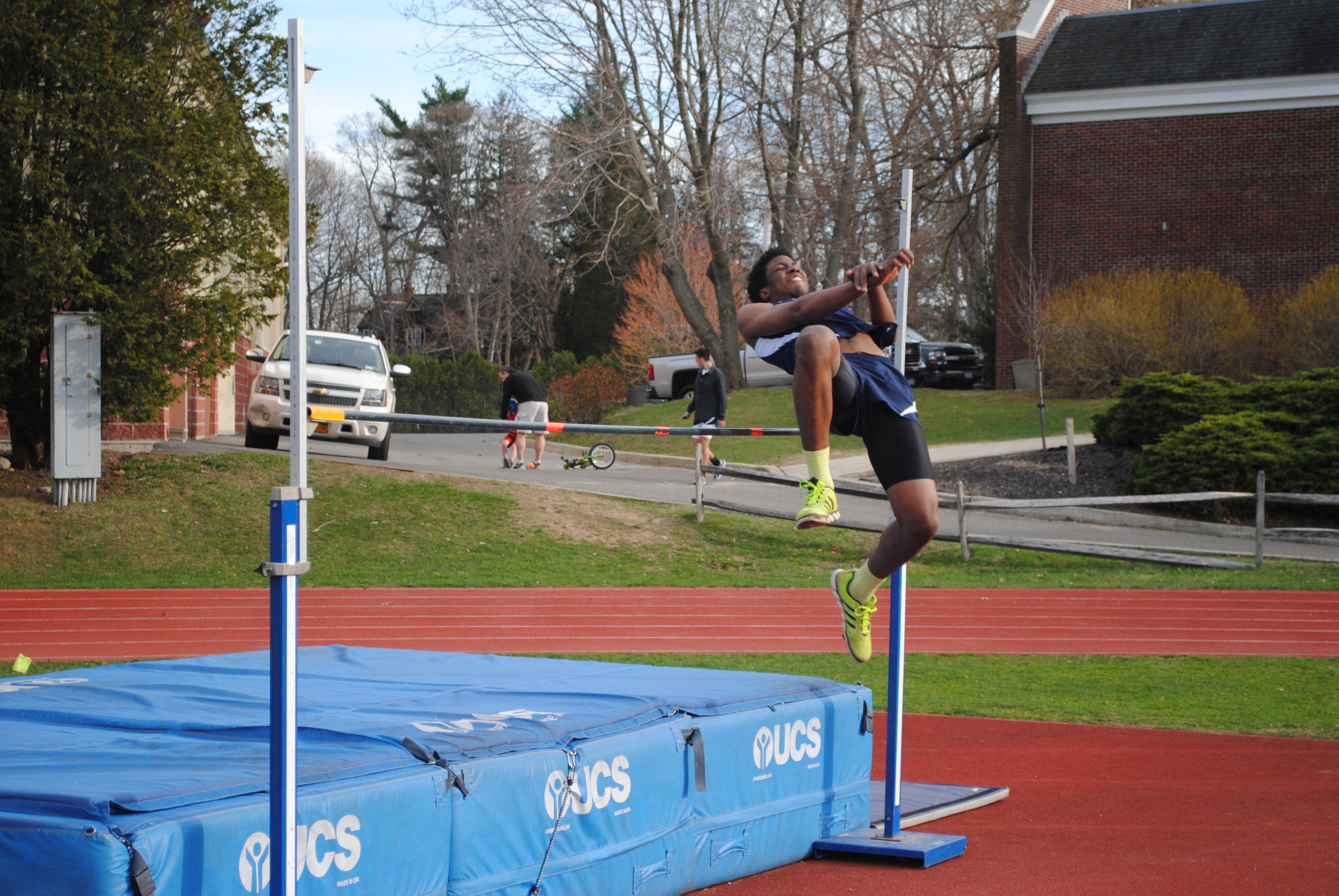 Etienne glides over the bar vs. Greenport earlier this season