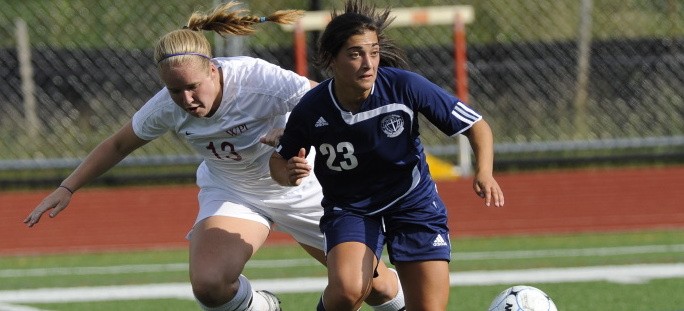 Scavo battles for the ball in a 2-0 win over WPI
